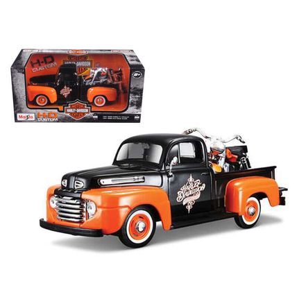 1948 Ford F-1 Pickup Truck with 1958 Harley Davidson FLH Duo Glide Motorcycle...
