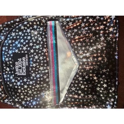 Justice black with silver stars backpack