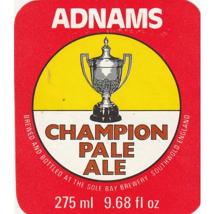 BEER BOTTLE LABEL - ADNAMS BREWERY - CHAMPION PALE ALE
