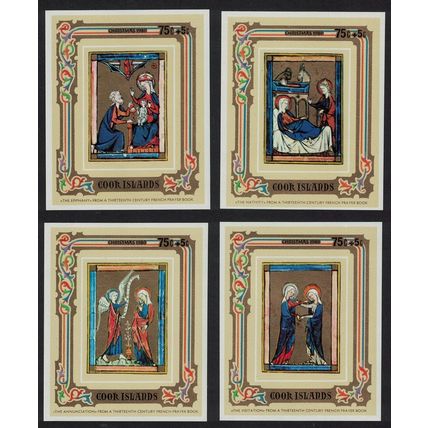 Cook Is. Christmas French Prayer Books 4 MSs Charity 1980 MNH SG#MS806