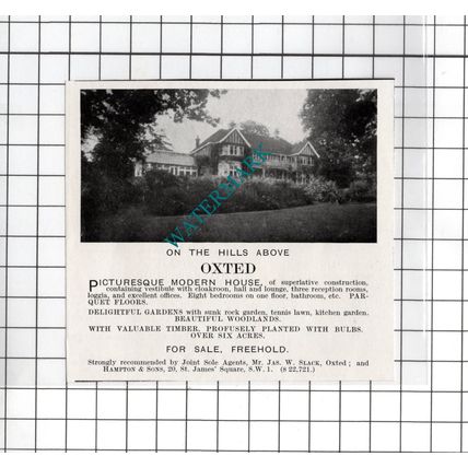 Oxted Surrey - 1927 Small House Sale Advert