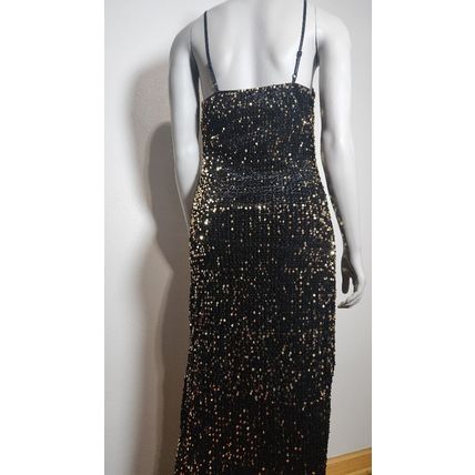 Long Black Sequin Dress With Leg Opening On One Side Women's Size Small Sexy