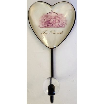 3 Glass Pink Fashion Heart Wall Hooks Chic/Glamour/Diva/Princess Home Decor