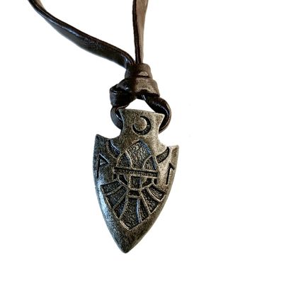 Pendant Viking Arrow Head 3.8cm x 2.2cm on a 35cm Set On Fuax Leather Thong