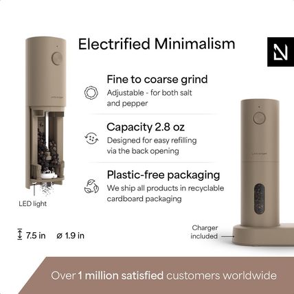 LARS NYSØM Electric Salt and Pepper Grinder Set I Automatic Salt and Pepper Mill