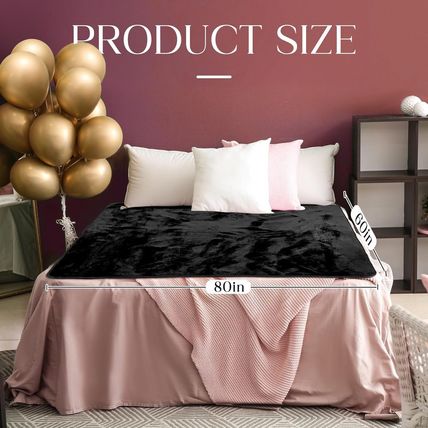Love Black Waterproof Bed Blanket, Twin Size 80'' X 60'' Double Side Lightweight