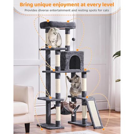 Yaheetech Large Multi-Level Cat Tree, 63 Inches Tall with Sisal-Covered Scratchi