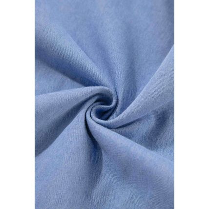 Beau Blue Puff Sleeve V Neck Tiered Ruffled Chambray Mini Dress