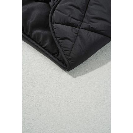Black Quilted High Neck Button Up Pocket Vest Coat
