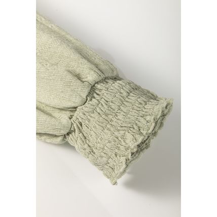 Laurel Green Textured Round Neck Half Sleeve Blouse