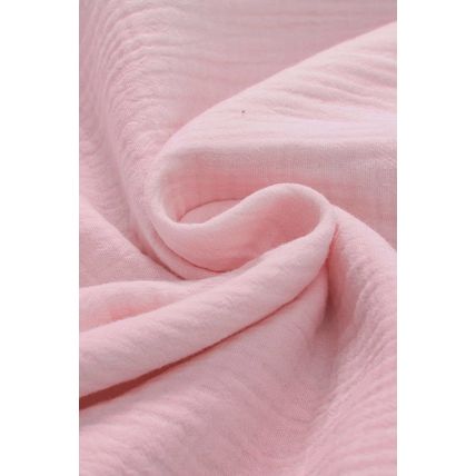 Light Pink Crinkled Cotton Gauze Ruffle Sleeve Blouse
