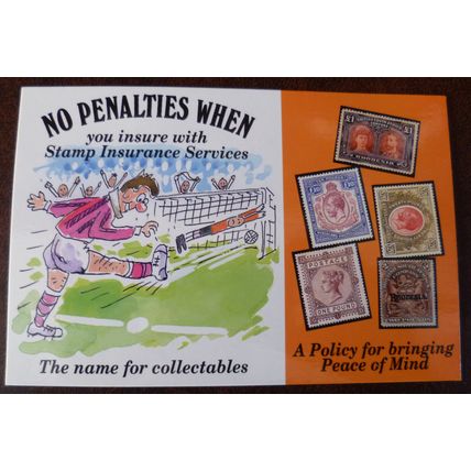 Football Stamp Insurance Services advertising colour postcard No penalties When
