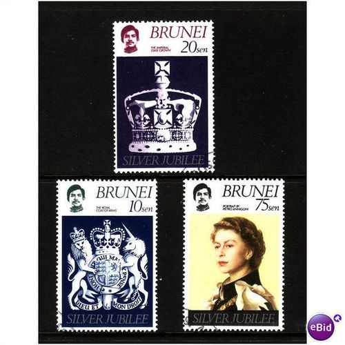 BRUNEI 1977 SILVER JUBILEE SET 3 VALS FINE USED