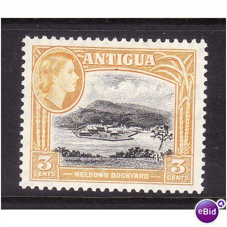 ANTIGUA 1953/62 SG123 3c BLACK , ORANGE AND YELLOW M / MINT