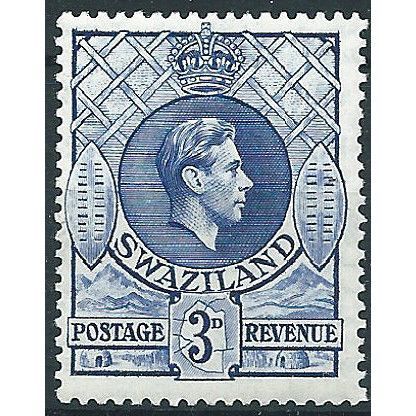 Swaziland 1943 SG32b 3d Ultramarine Perf 13.5x14 Mounted Mint ....