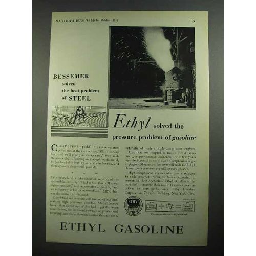 1931 Ethyl Gasoline Ad - Solved Pressure Problem