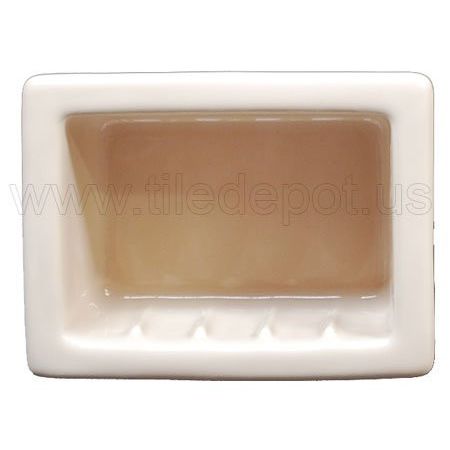 Recessed Soap Dish Porcelain Parchment Glossy