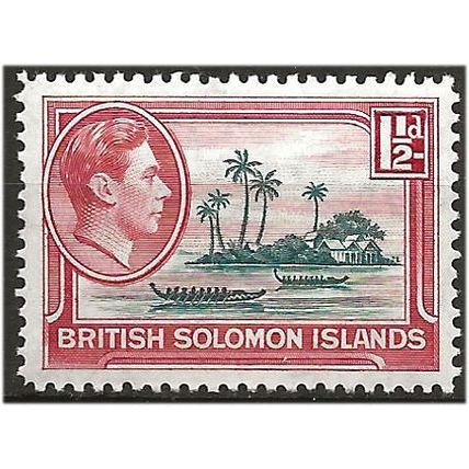 Solomon Islands 1939 SG62 1 1/2d Blue-Green & Carmine Mounted Mint . .. .