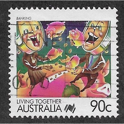 AUS 1988 90c 'LIVING TOGETHER - BANKING' FINE USED (EBID67-225)