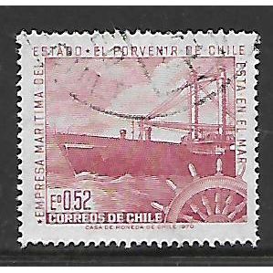 CHILE 1971 52c BLUE FREIGHTER SG660 FINE USED