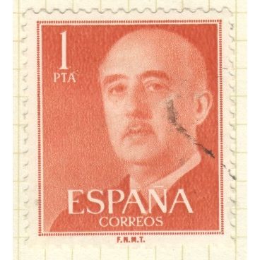 Spain 1955 - 1p dark orange - General Franco portrait - used