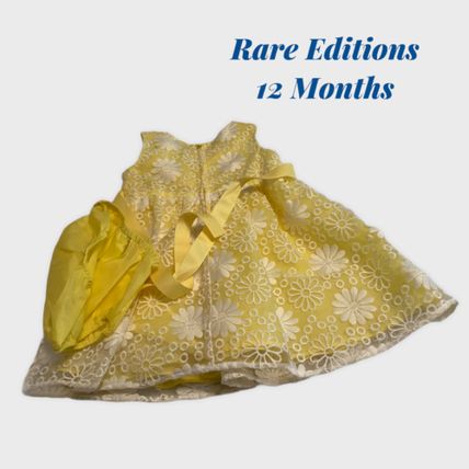 Rare Editions Floral Embroidered Organza Dress-Yellow