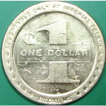 Imperial Palace. $1 Casino Token. Biloxi, MS. U75.