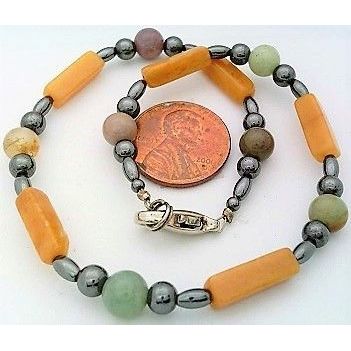 Peach Aventurine Beaded Gemstone Anklet Bracelet