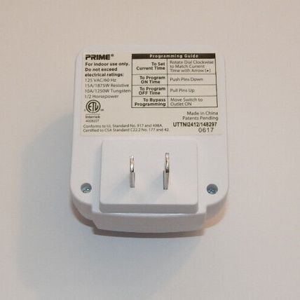 Prime 24-Hour Indoor Timer Electrical Plug In with 1 Outlet #UTTNI2412/148297