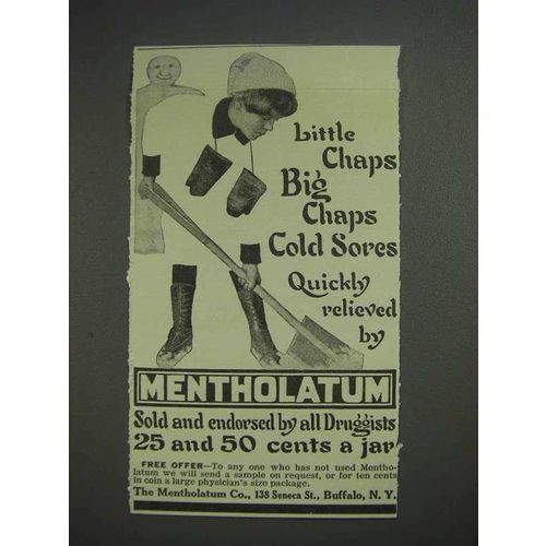 1913 Mentholatum Ointment Ad - Little Chaps Big Chaps
