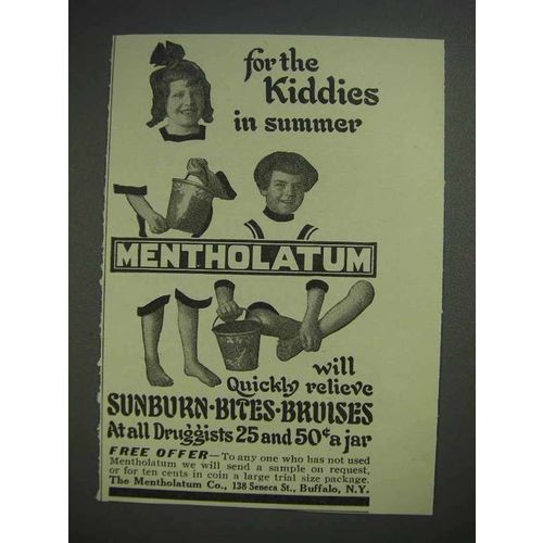 1913 Mentholatum Ointment Ad - For Kiddies in Summer