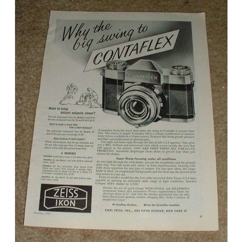 1957 Zeiss Contaflex Camera Ad, NICE!!!