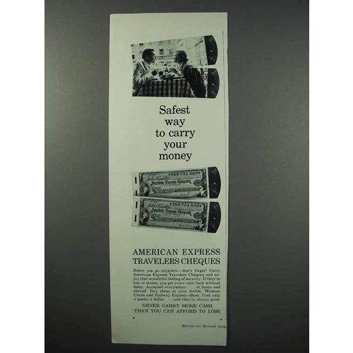 1960 American Express Travelers Cheques Ad - Safest