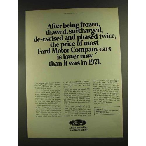 1972 Ford Motor Co. Ad - After Being Frozen, Thawed