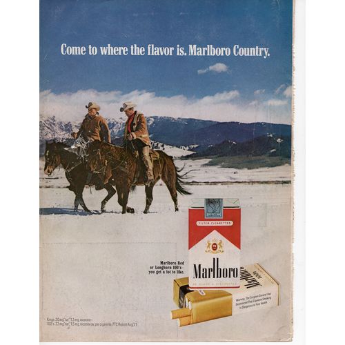 Marlboro Cigarettes vintage Full Page Print Ad December 1971