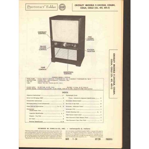 CROSLEY model F-24COLx series TV television Sams Photofact manual