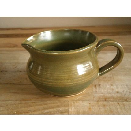 Olive Green Studio Pottery Milk Jug - Stamped
