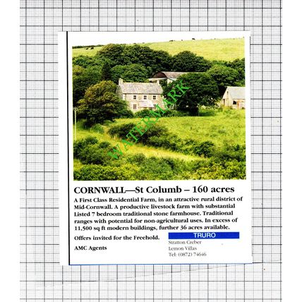 St Columb Cornwall House Sale Advert - 1991 Cutting