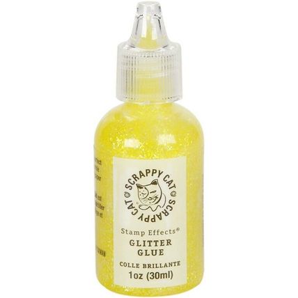 SCRAPPY CAT GLITTER GLUE YELLOW 30ML WITH RAINBOW GLITTER