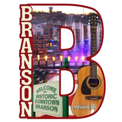 Historic Branson Missouri and Guitar Capital B Collage Fridge Magnet