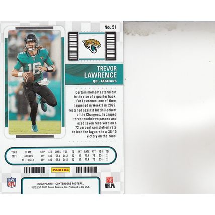 TREVOR LAWRENCE 2023 AUTOGRAPHED JACKSONVILLE JAGUARS ALL-PRO QUARTERBACK CARD