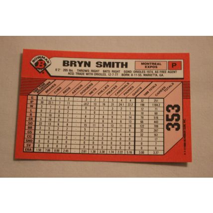 Bryn Smith 1989 Bowman TIFFANY NO. 353