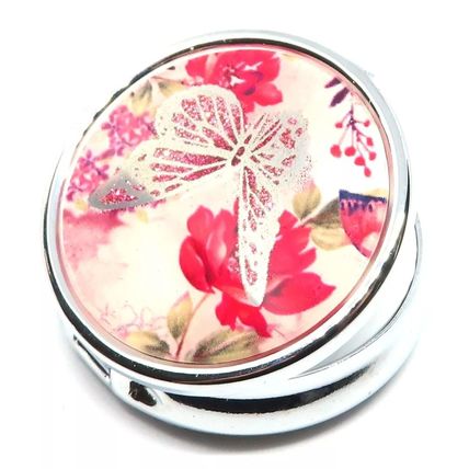 Pink Butterfly Pill Box Round 2 CM Mothers Day Gift Ladies Collection