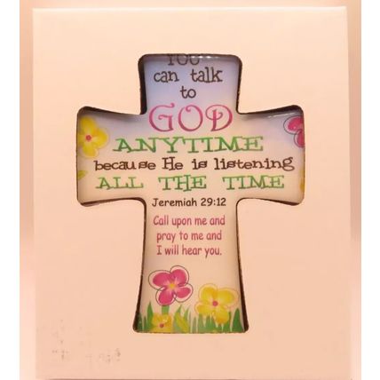 You Can Talk to God Anytime Cross Plaque Porcelain Freestanding Christianity Gif