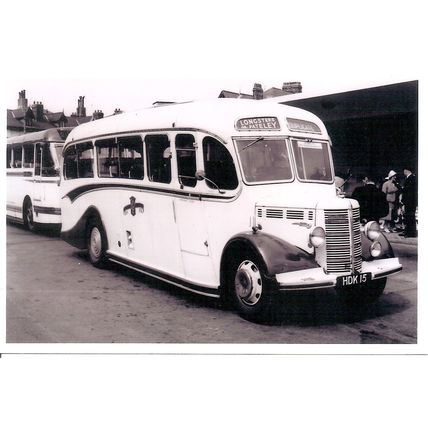 Black & White Photo of Longster Bros. Coaches of Pateley - HDK 15 ex. Yelloway
