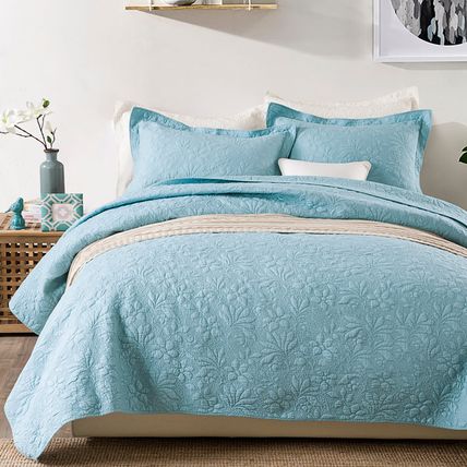 3pcs Reversible Quilt Set Egyptian Cotton Bedspreads Lightweight