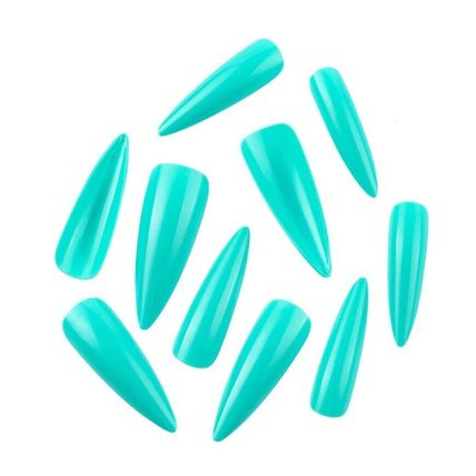 Stiletto False Nails Long Press on Fake Full Cover 20 50 100 Green Blue set