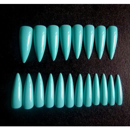 Stiletto False Nails Long Press on Fake Full Cover 20 50 100 Green Blue set