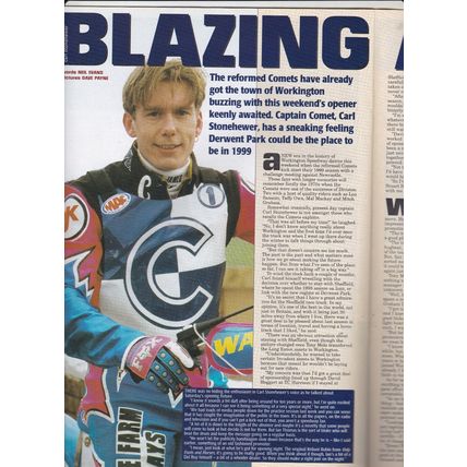 Speedway Star magaziine : March 20. 1999. Ronnie Moore salute.