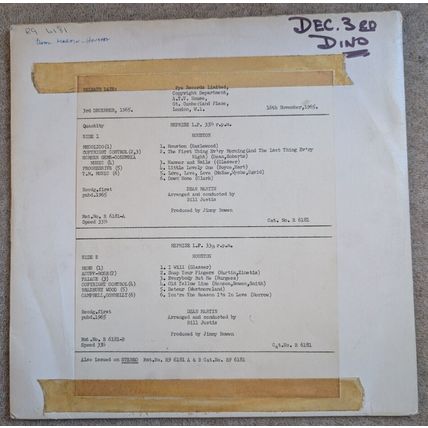 DEAN MARTIN Houston WHITE LABEL promo LP 1965 vinyl record Rat Pack Reprise RARE